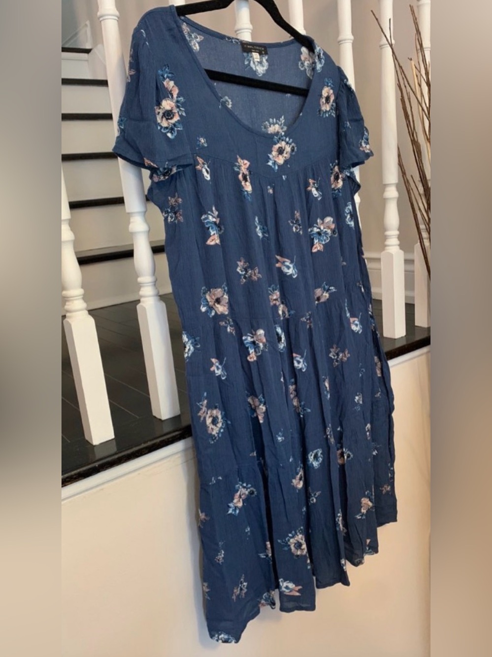 Final Touch Navy Blue Floral Midi Dress